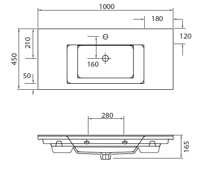 1100 Νιπτήρας αναρτώμενος ETNA 1100 KARAG 100x45x16,5cm 5206836013008 1100