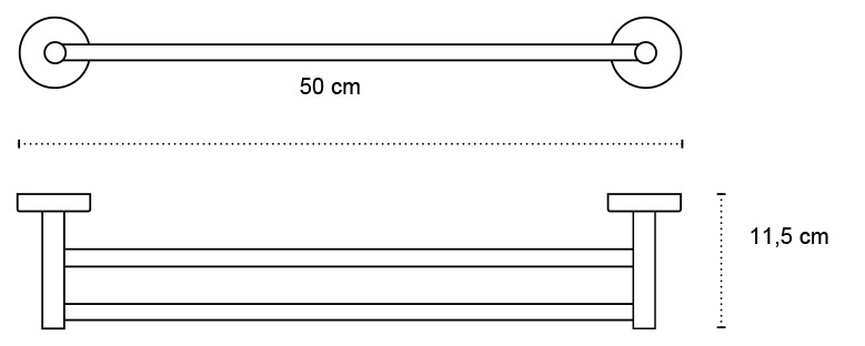 1252 Πετσετοκρεμάστρα διπλή UNO 1252 55 Μαύρη ματ KARAG 50cm 3800201583909 125255