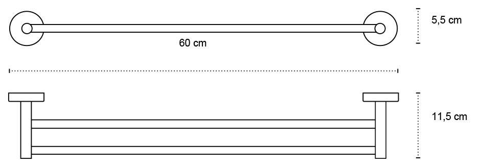 1262 Πετσετοκρεμάστρα διπλή UNO 1262 55 Μαύρη ματ KARAG 60cm 3800201583916 126255