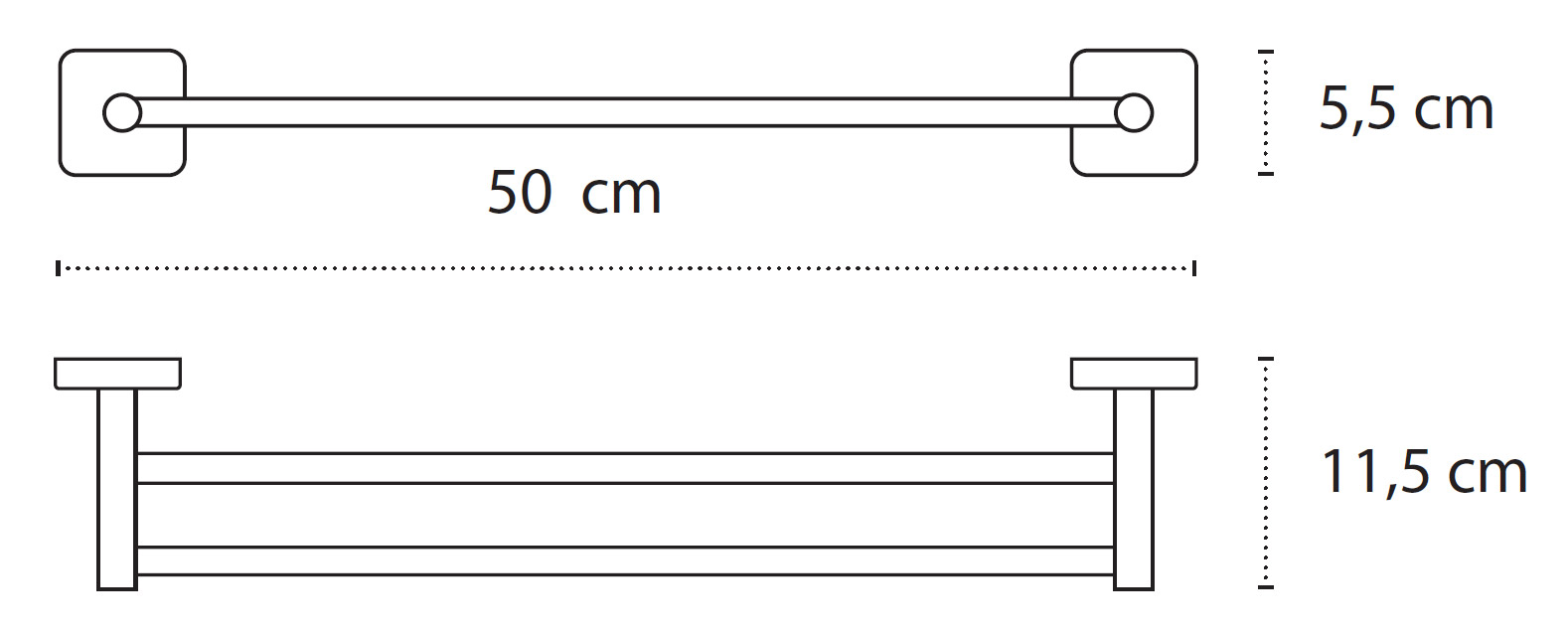 4252 SXEDIO Πετσετοκρεμάστρα διπλή QUATTRO 4252 Χρωμέ KARAG 50cm 3800201580540 4252