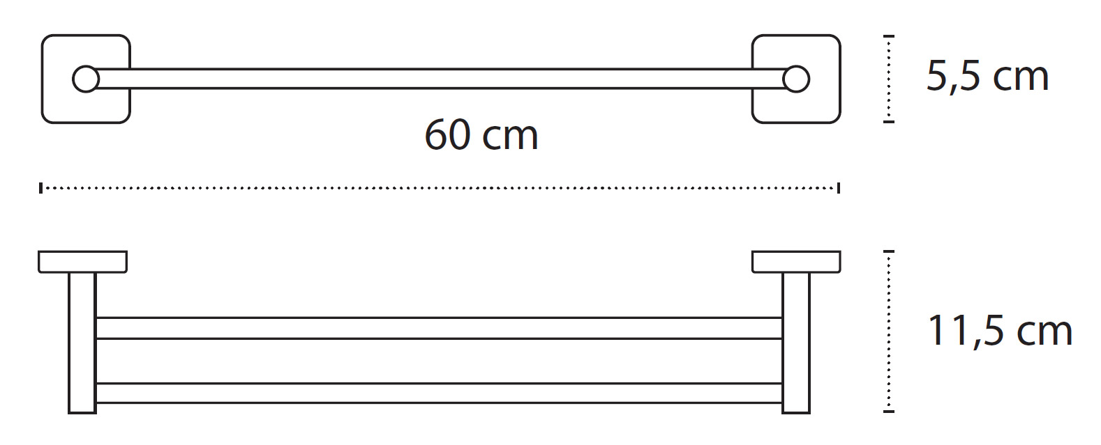 4262 SXEDIO Πετσετοκρεμάστρα διπλή QUATTRO 4262 Χρωμέ KARAG 60cm 3800201580557 4262