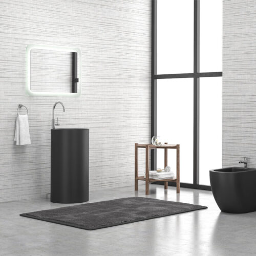 Νιπτήρας επιδαπέδιος MILOS 45D Black Matt KARAG Ø44x91cm 5206836067926 45D-PMB