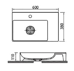 6160 Νιπτήρας επικαθήμενος INFINITY 6160 KARAG 60x38x11cm 5206836013138 6160