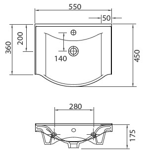 7055 Νιπτήρας αναρτώμενος BASIC 7055 KARAG 55x45x17,5cm 5206836012957 7055