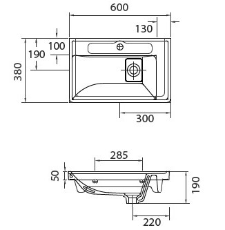 8060 Νιπτήρας αναρτώμενος QUATTRO 8060 KARAG 60x38x19cm 5206836012995 8060