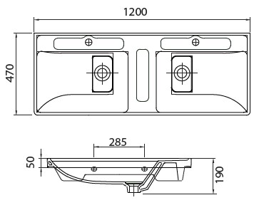 Νιπτήρας αναρτώμενος διπλός QUATTRO 8120 KARAG 120x45x19cm 4 8120 Νιπτήρας αναρτώμενος διπλός QUATTRO 8120 KARAG 120x45x19cm 5206836012964 8120