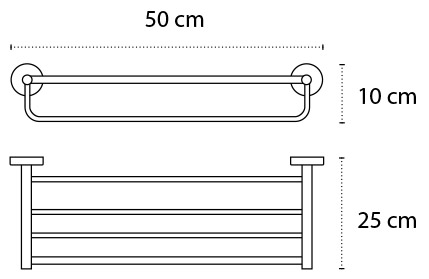 9625 Ραφιέρα πετσετών UNO 9625 55 Μαύρη ματ KARAG 50cm 3800201583107 962555