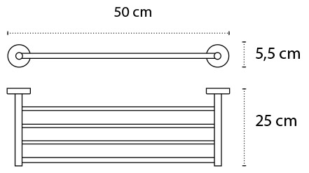 9695 Ραφιέρα πετσετών UNO 9695 66 Λευκή ματ KARAG 50cm 3800201583251 969566