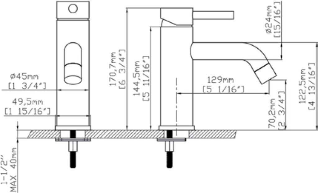B205A01 Μπαταρία νιπτήρος ARTEMIS Nero B205A01 KARAG 5206836065052 B205A01-N