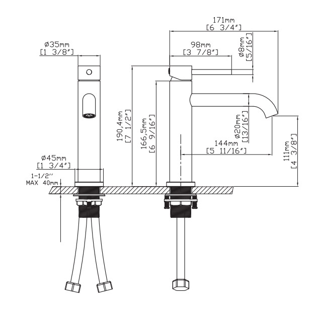 B990 01 16 2 spec sheet 707 Μπαταρία νιπτήρος ARTEMIS Satinato B99001-S KARAG 5206836664484 B99001-S