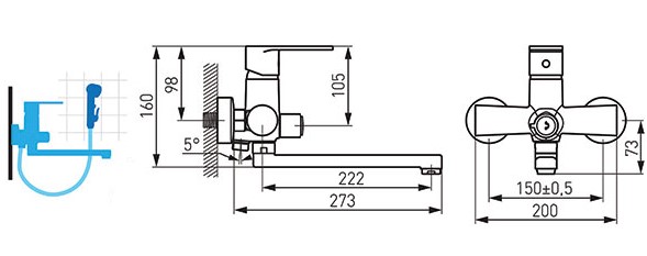 BAG3A Μπαταρία νιπτήρος εντοιχισμού ALGEO BAG3A FERRO 5902194946025 BAG3A
