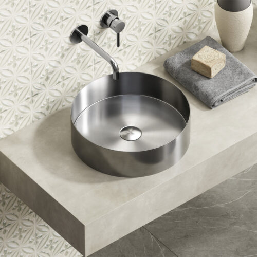 Νιπτήρας επικαθήμενος ανοξείδωτος VENUS Brushed Steel BB6802-BS KARAG Ø38x11cm 5206836666259 BB6802-BS