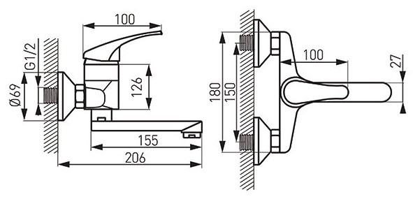 BBC3 Μπαταρία νιπτήρος εντοιχισμού BASIC BBC3 FERRO 5901095664007 BBC3