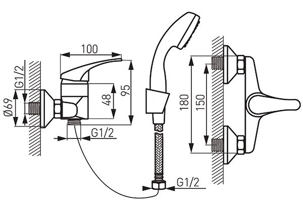 Μπαταρία ντους BASIC BBC77 FERRO 4 BBC77 Μπαταρία ντους BASIC BBC77 FERRO 5901095645457 BBC77