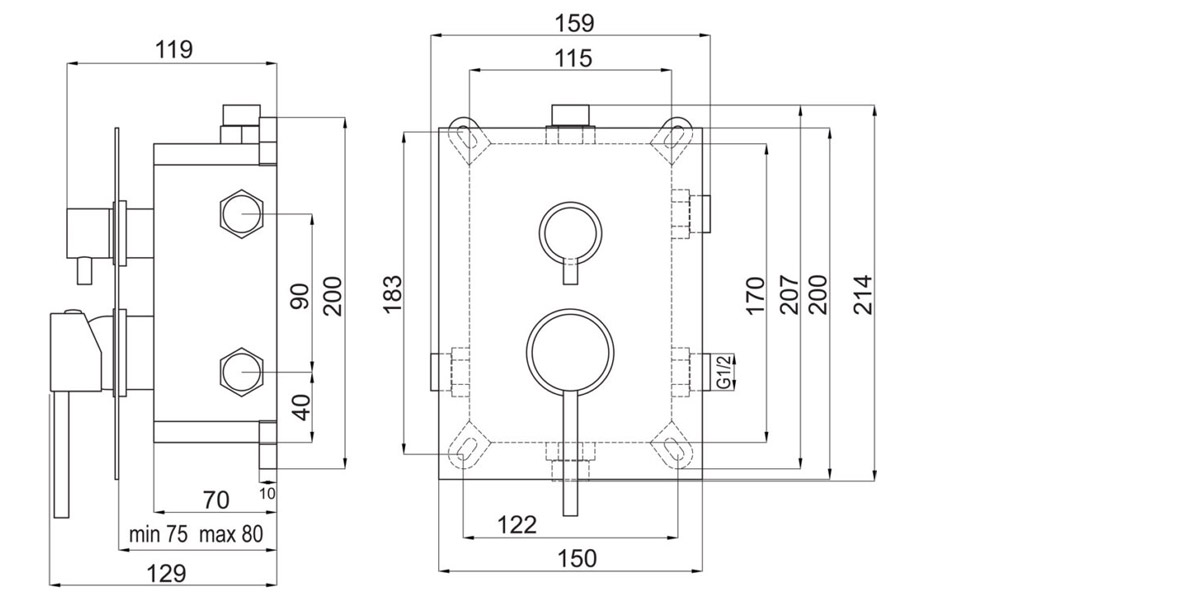 BFI7P3BOX Μίκτης ντους 3 εξόδων FIESTA BFI7P3BOX FERRO 8590309084402 BFI7P3BOX