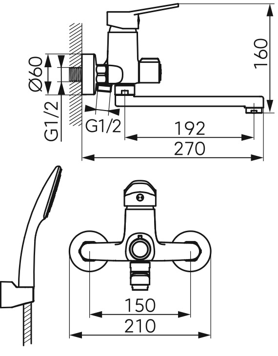 BIS33A Μπαταρία νιπτήρος με ντους ISSO BIS33A FERRO 5903738210787 BIS33A