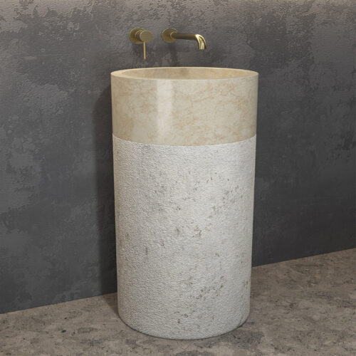 Νιπτήρας επιδαπέδιος πέτρινος BORA Cream KARAG Ø40x90cm 5206836065038 BORA-CR