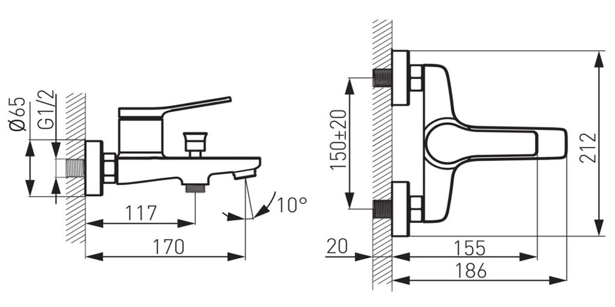 BSC1 Μπαταρία λουτρού STRATOS Black BSC1BL FERRO 5902194978958 BSC1BL