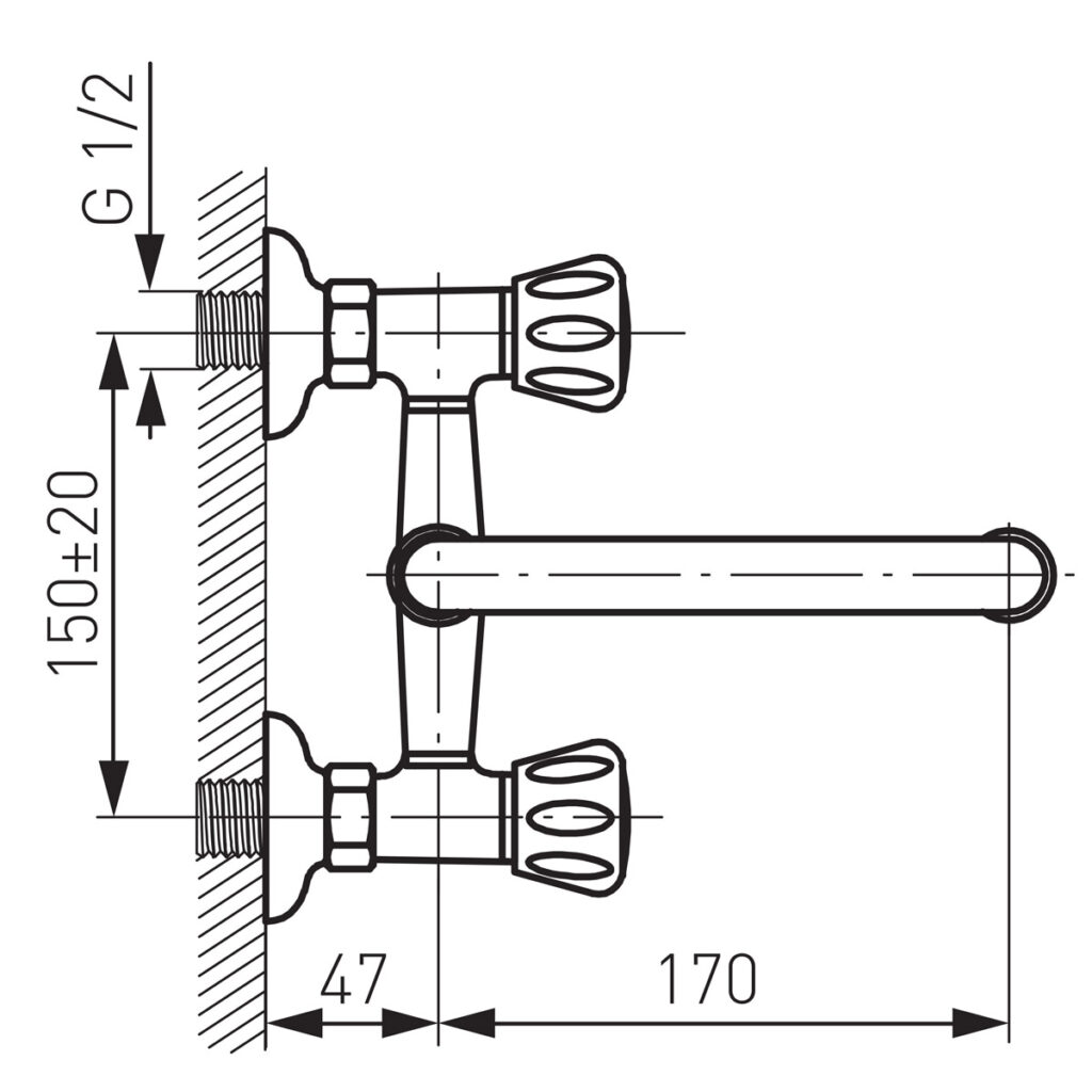 BST3 Μπαταρία νιπτήρος εντοιχισμού STANDARD BST3 FERRO 5901095604645 BST3