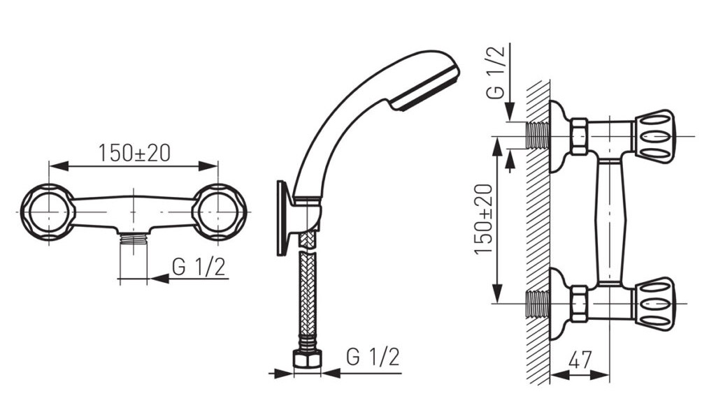 Μπαταρία ντους STANDARD BST77 FERRO 4 BST77 Μπαταρία ντους STANDARD BST77 FERRO 5901095604683 BST77