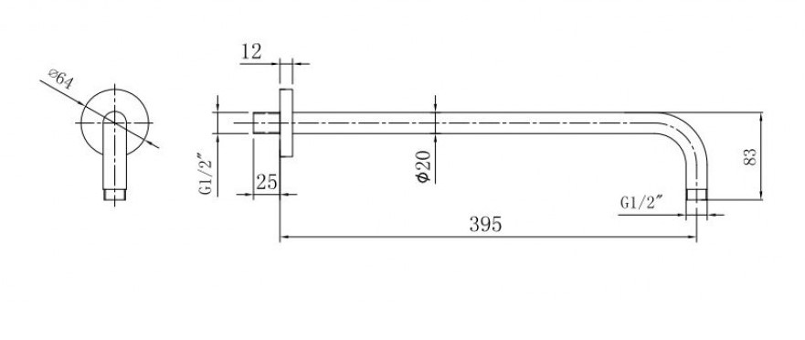 Βραχίονας παροχής νερού Χρωμέ CFG82 KARAG 39,5cm 4 CFG82 Βραχίονας παροχής νερού Χρωμέ CFG82 KARAG 39,5cm 5206836019673 CFG82