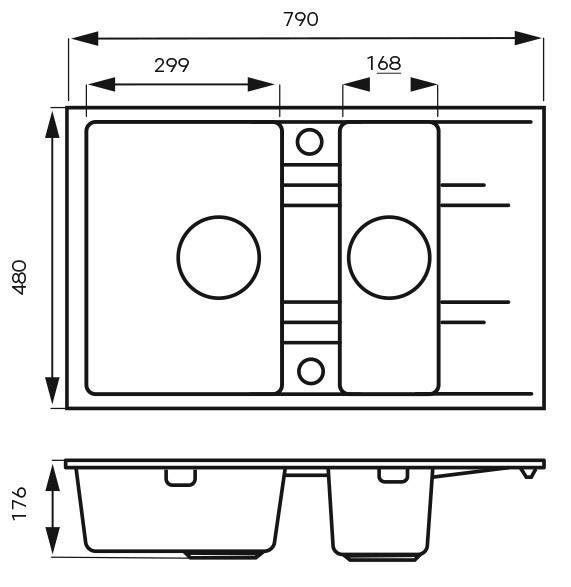 DRGM3 48 79SA Νεροχύτης κουζίνας γκρι DRGM3/48/79GA FERRO 79x48cm 5902194986908 DRGM3.48.79GA