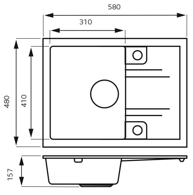 Νεροχύτης κουζίνας άμμου DRGM48/58SA FERRO 58x48cm 4 DRGM48 58SA Νεροχύτης κουζίνας άμμου DRGM48/58SA FERRO 58x48cm 5902194986847 DRGM48.58SA
