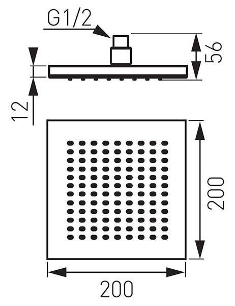 DSN02 Κεφαλή ντους SQUERTO DSN02 FERRO 20x20cm 5902194955874 DSN02