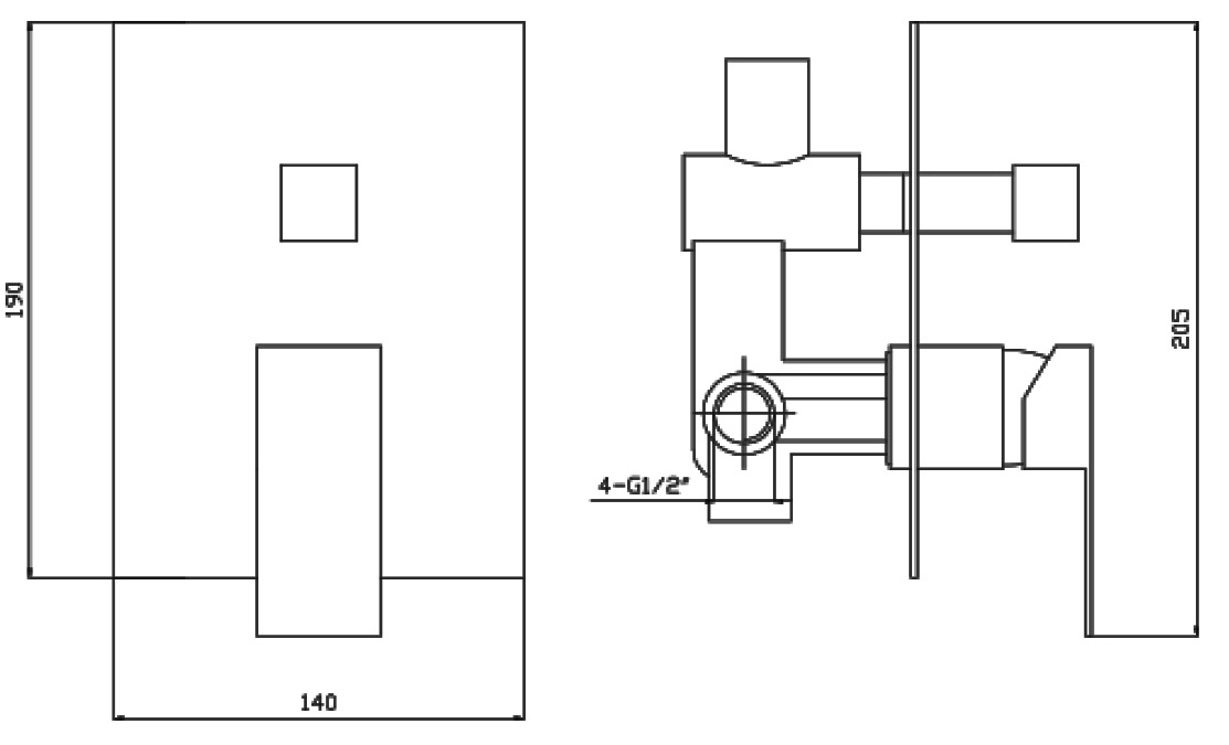 E02FCQ382 Μίκτης ντους διπλός DELOS Nero E02FCQ382-1BL KARAG 5206836629674 E02FCQ382-1BL