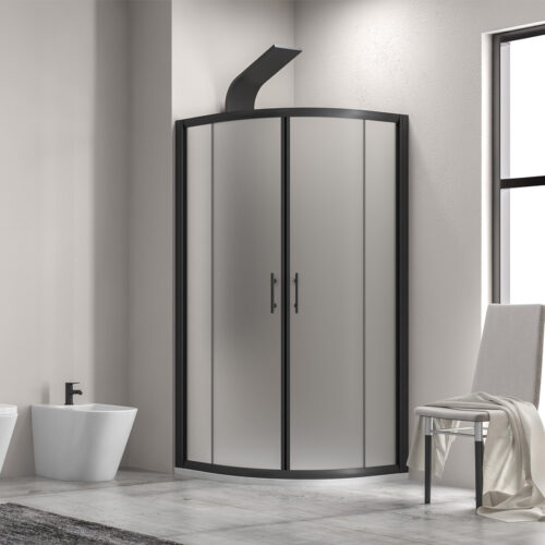 Καμπίνα ημικυκλική με σατινέ κρύσταλλο FLORA 200 Black KARAG 80x80x190cm 5206836649337 FLONE20080S