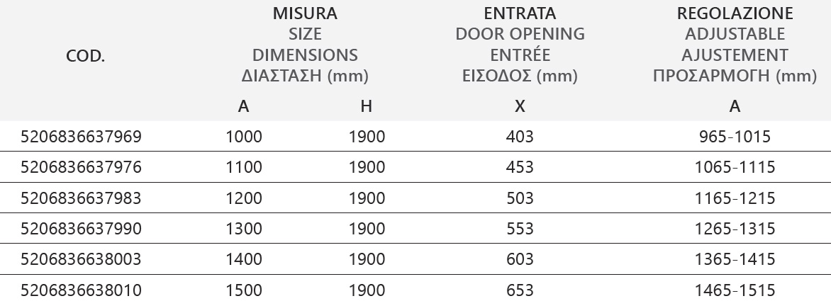 FLORA 500 NERO CLEAR Καμπίνα από τοίχο σε τοίχο με διάφανο κρύσταλλο FLORA 500 Black KARAG 5206836649016 FLO500NE