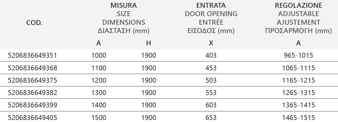 FLORA 500 NERO ICY Καμπίνα από τοίχο σε τοίχο με icy κρύσταλλο FLORA 500 Black KARAG 5206836650708 FLO500SNE