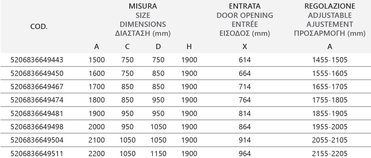 FLORA 600 NERO ICY Καμπίνα από τοίχο σε τοίχο με icy κρύσταλλο FLORA 600 Black KARAG 5206836650722 FLO600SNE