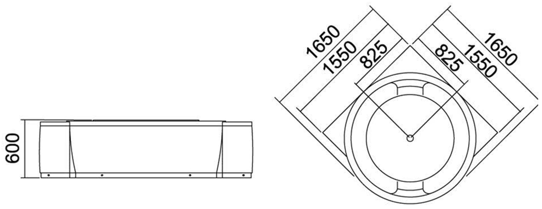 K 1218 Μπανιέρα με σύστημα υδρομασάζ LIBERA K-1218 KARAG 165x165x60cm 5206836523545 K-1218