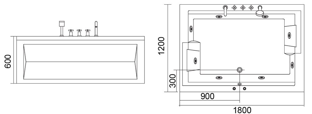 K 1287 Μπανιέρα με σύστημα υδρομασάζ ORNELLA K-1287 KARAG 180x120x60cm 5206836016160 K-1287