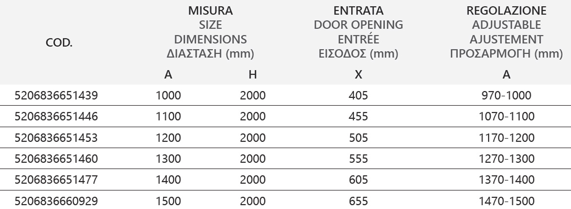 LEA 400 BIANCO CLEAR Καμπίνα από τοίχο σε τοίχο με διάφανο κρύσταλλο LEA 400 White KARAG 5206836668420 LEA400-B