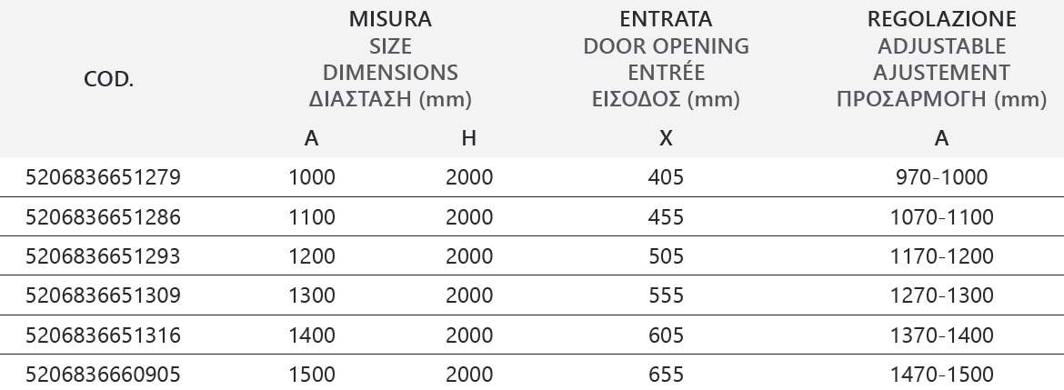 LEA 400 CROMO CLEAR Καμπίνα από τοίχο σε τοίχο με διάφανο κρύσταλλο LEA 400 Cromo KARAG 5206836668406 LEA400-C