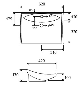 LT1015 Νιπτήρας επικαθήμενος LT 1015 KARAG 59,5x44x16cm 5206836505305 LT1015