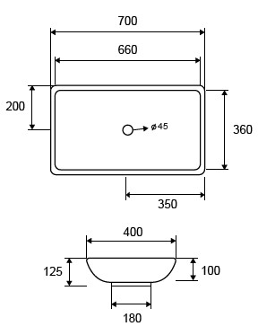 LT1017 Νιπτήρας επικαθήμενος LT 1017 KARAG 70x40x12,5cm 5206836102573 LT1017