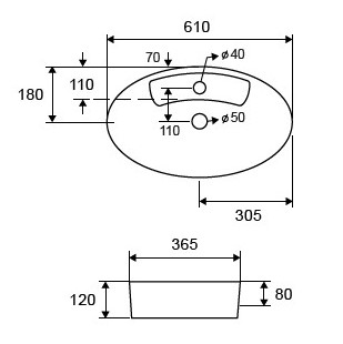LT3203 Νιπτήρας επικαθήμενος LT 3203 KARAG 61x36,5x12cm 5206836561387 LT3203
