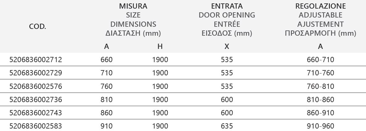 M 4S CROMO CLEAR Καμπίνα σπαστή από τοίχο σε τοίχο με διάφανο κρύσταλλο M4S Cromo KARAG 5206836090986 M4S