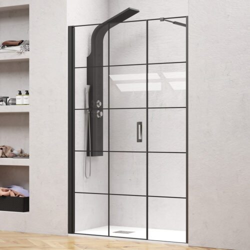 Καμπίνα από τοίχο σε τοίχο με frame κρύσταλλο NERO 5 PORTA Black KARAG 104x200cm (40cm σταθερό) 5206836665412 NE5P104