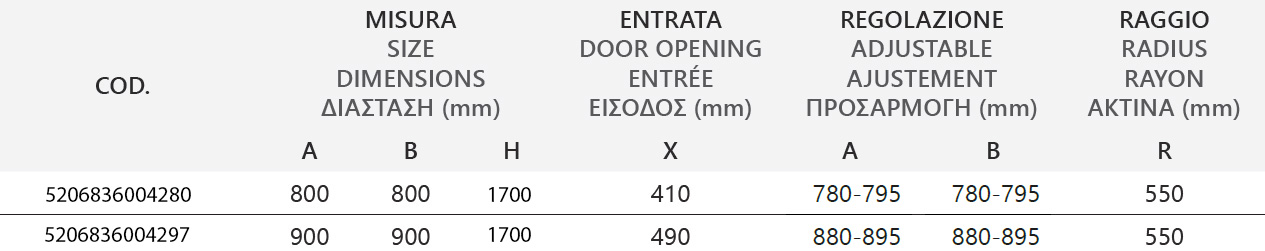 Καμπίνα ημικυκλική με διάφανο κρύσταλλο NEW FLORA 200 Cromo KARAG 170cm 5 NEW FLORA 200 CROMO CLEAR 1700 Καμπίνα ημικυκλική με διάφανο κρύσταλλο NEW FLORA 200 Cromo KARAG 170cm 5206836615509 NFL200170