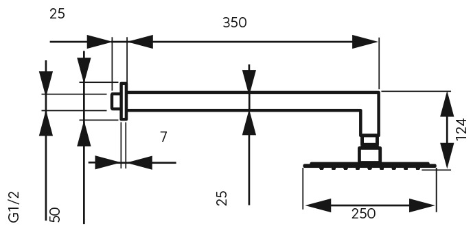 NPT14 Κεφαλή ντους με βραχίονα NPT14 FERRO 25x25cm 5903738205134 NPT14
