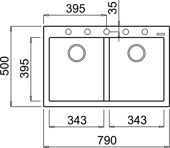 Quadra 350 Νεροχύτης κουζίνας QUADRA 350 ELLECI 79x50cm 5206836089959 QUA350