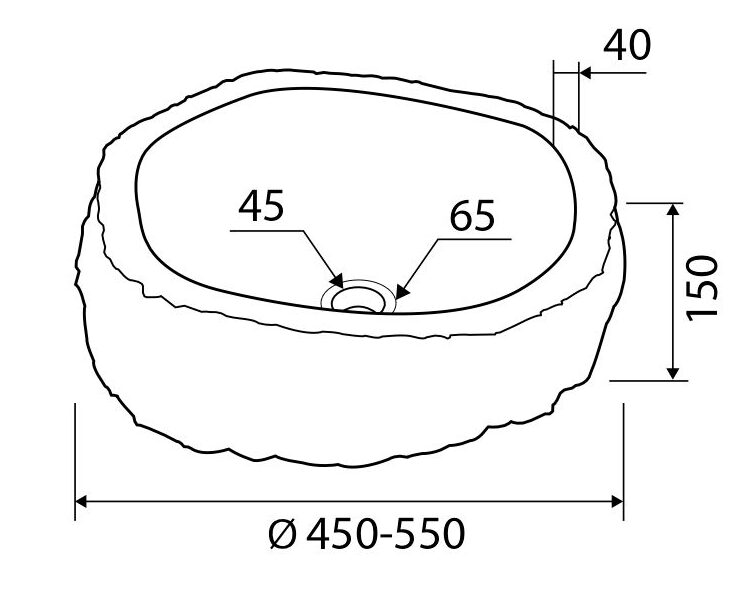 RIVER STONE Νιπτήρας επικαθήμενος πέτρινος RIVER Grey KARAG Ø40-45x15cm 5206836064994 RIVER-40