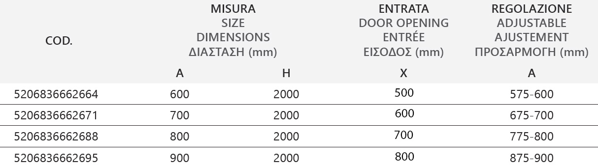 S 7 PORTA ALTO CROMO CLEAR Καμπίνα από τοίχο σε τοίχο με διάφανο κρύσταλλο S 7 PORTA Cromo KARAG 5206836668352 S7PH-C