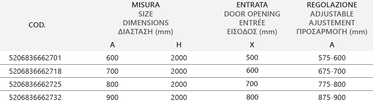 S 7 PORTA ALTO NERO CLEAR Καμπίνα από τοίχο σε τοίχο με διάφανο κρύσταλλο S 7 PORTA Black KARAG 5206836668369 S7PH-N