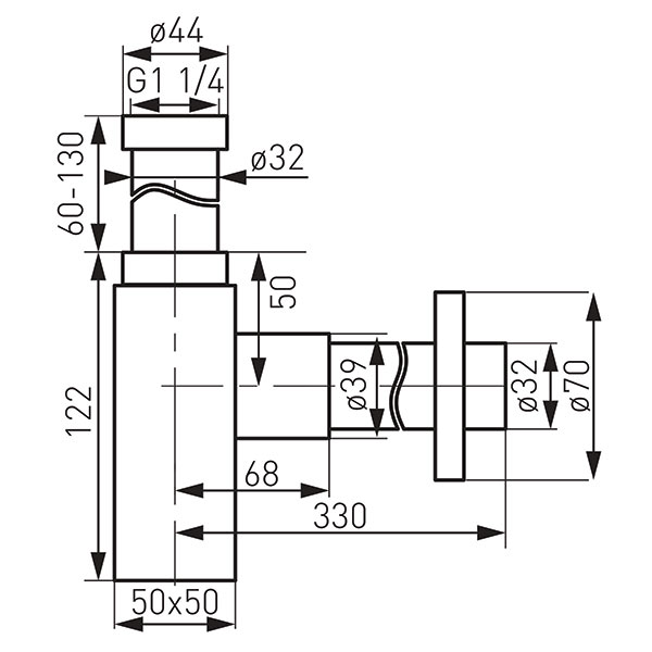 S280 Σιφόνι νιπτήρος σατινέ S280NC FERRO 5901095649042 S280NC