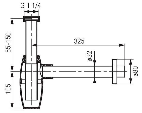 S286 Σιφόνι νιπτήρος χρωμέ S286 FERRO 5901095649059 S286